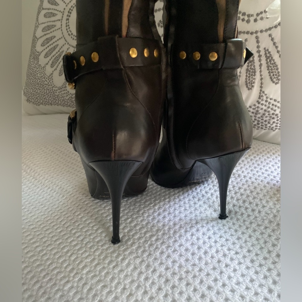 Burberry Black and Brown Plaid Heeled Boots - Picture 7 of 11